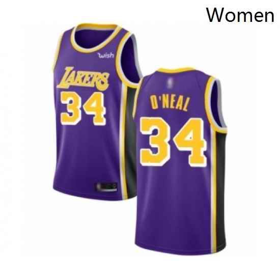 Womens Los Angeles Lakers 34 Shaquille O Neal Authentic Purple Basketball Jerseys Icon Editi